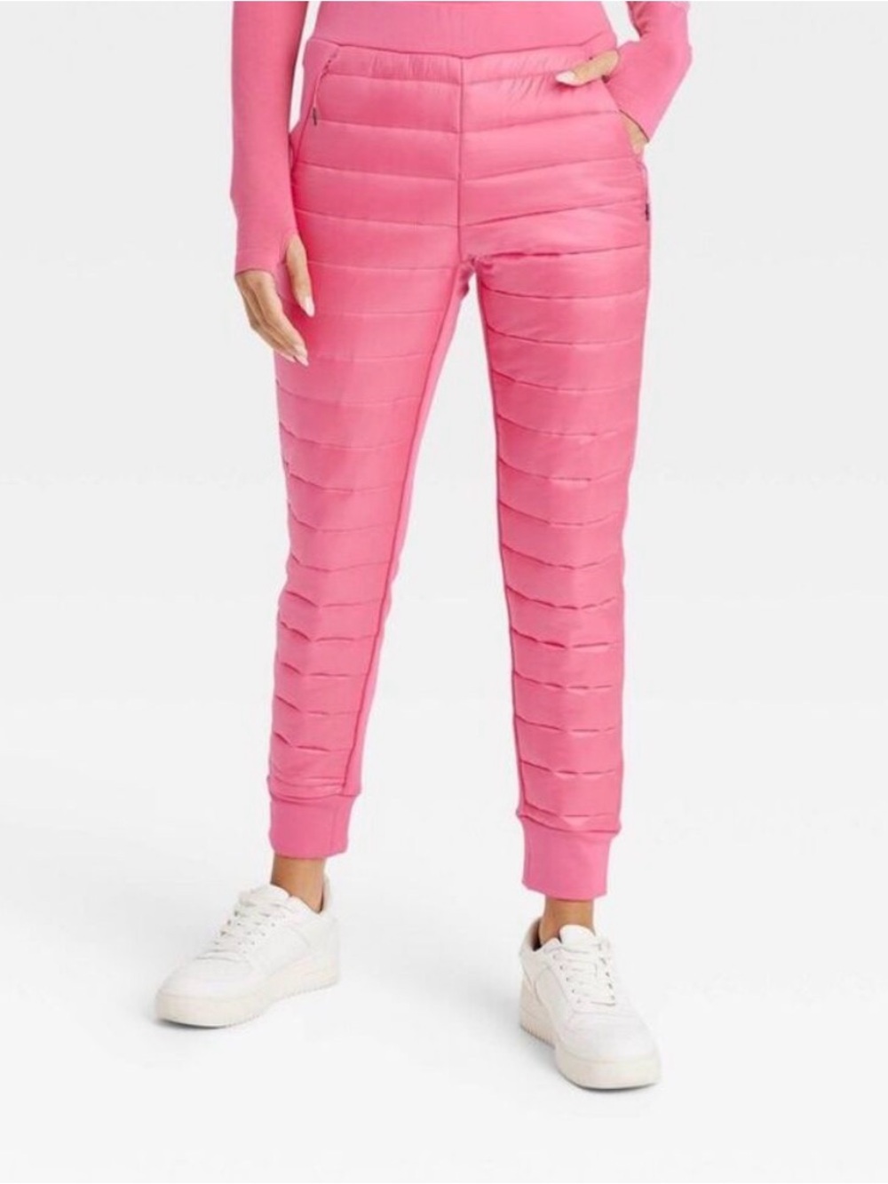 JoyLab Women's Puffer Pants Athletic Quilted Banded Cuff Quilted Pants Size M